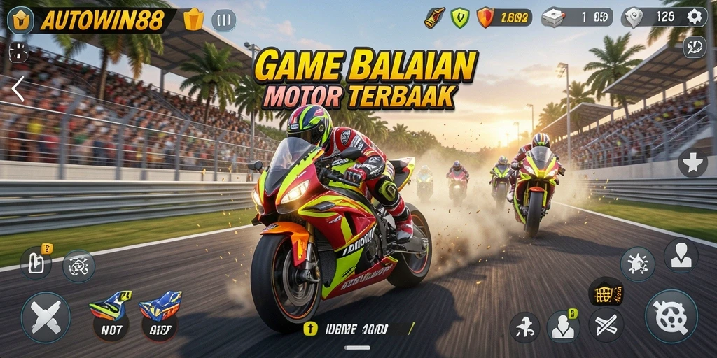 Screenshot gameplay motor balapan seru di AUTOWIN88.