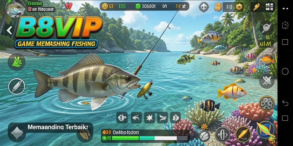 Tampilan gameplay B8VIP yang menarik dengan aksi memancing yang seru.