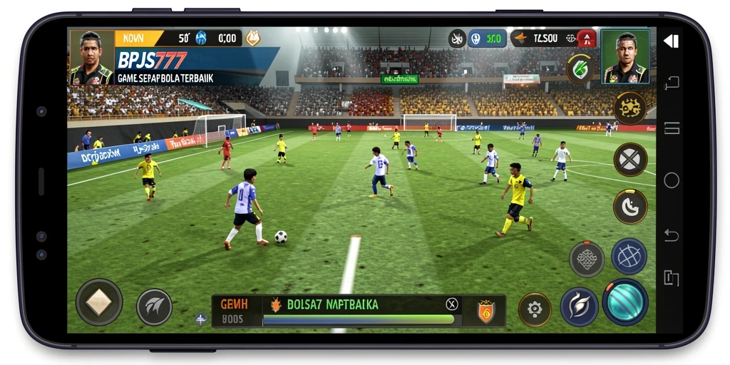 Tampilan gameplay BPJS777 yang menampilkan suasana pertandingan sepak bola yang mendebarkan.