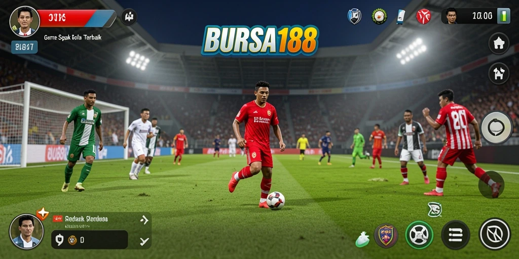 Screenshot BURSA188 menampilkan aksi seru gameplay sepak bola.