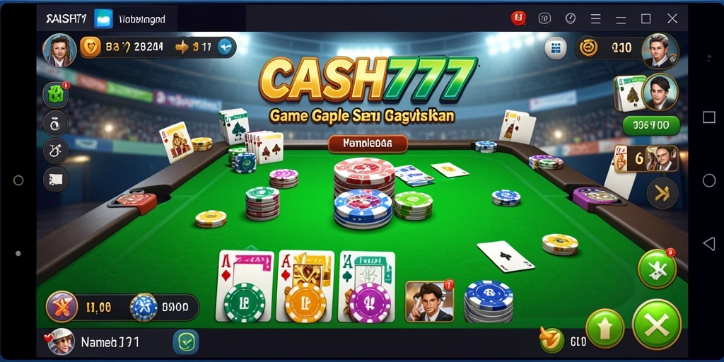 Screenshot permainan CASH777 yang menampilkan gameplay Gaple yang seru.