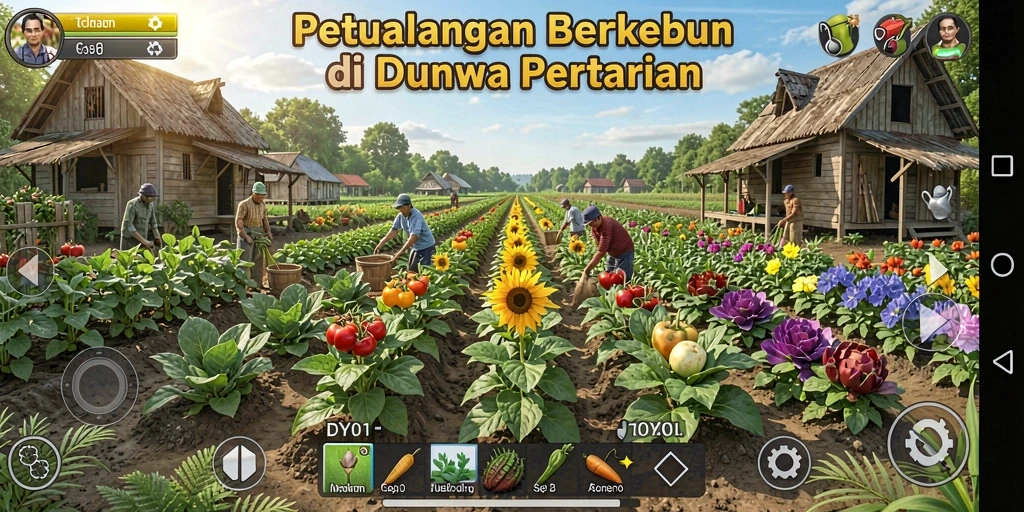 Gameplay DY01 yang menarik dengan elemen berkebun dan merawat hewan.