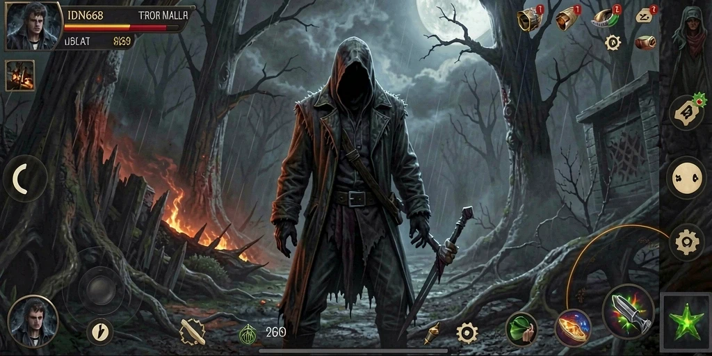 Screenshot menampilkan suasana mencekam dalam gameplay IDN668.