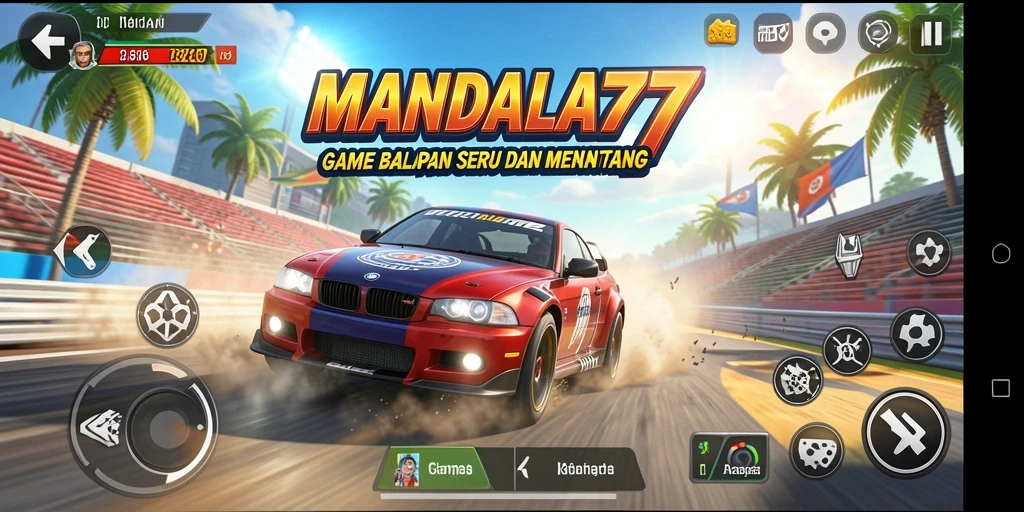 Tampilan gameplay balapan yang mendebarkan dalam MANDALA77.