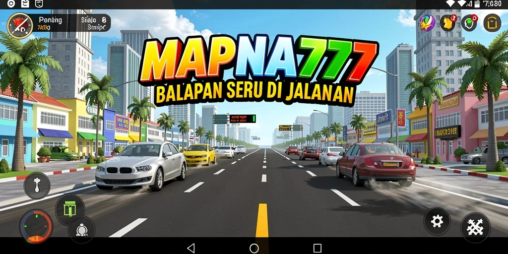 Tangkapan layar dari gameplay balapan di MAPNA777 dengan mobil cepat.
