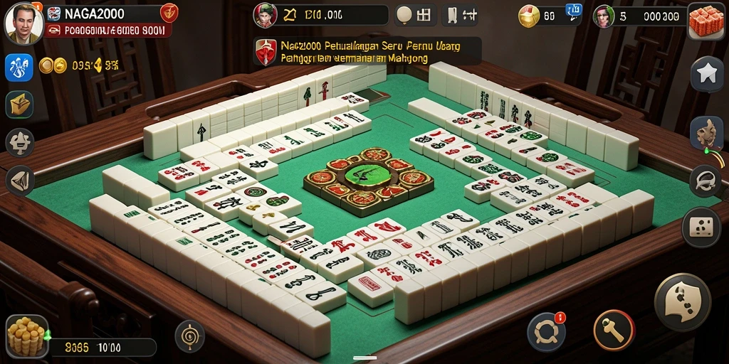 Screenshot gameplay NAGA2000 menampilkan suasana permainan Mahjong yang seru.