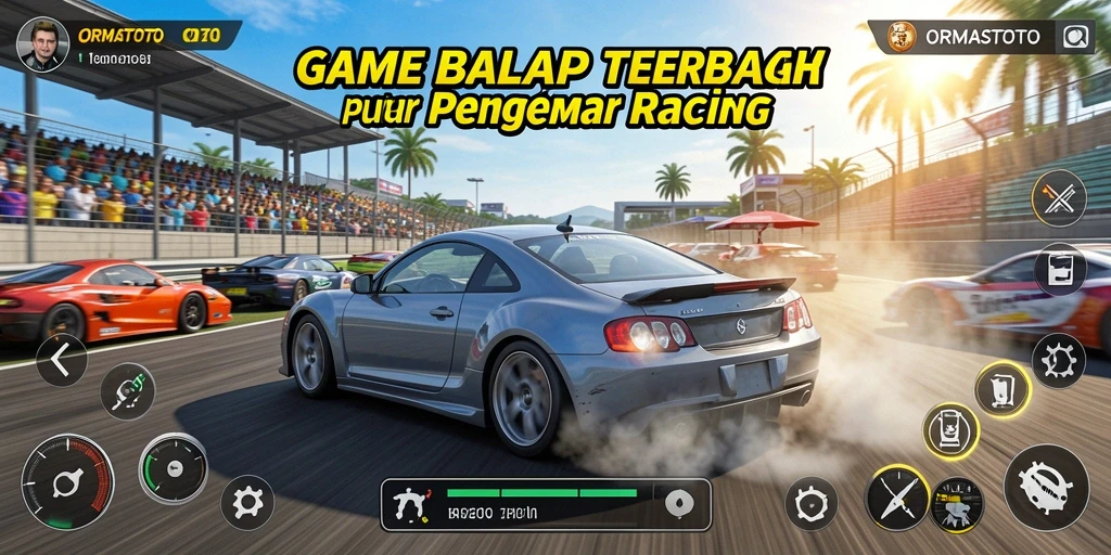 Tampilan gameplay menegangkan di lintasan balap ORMASTOTO.