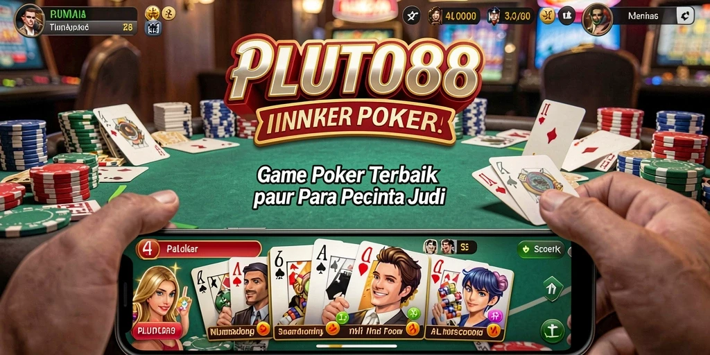Tampilan gameplay poker yang mendebarkan di PLUTO88.