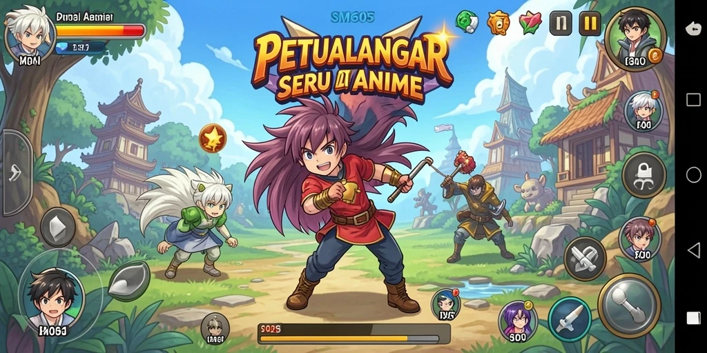 Tampilan menawan dari screenshot SM605 menunjukkan aksi seru dalam game Anime.