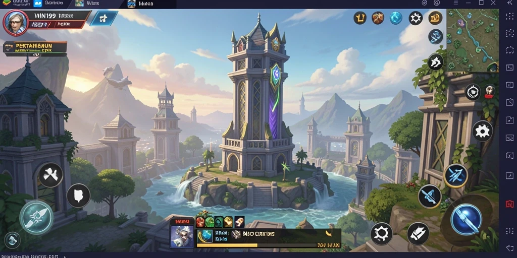 Tampilan screenshot gameplay Tower Defense yang mendebarkan.