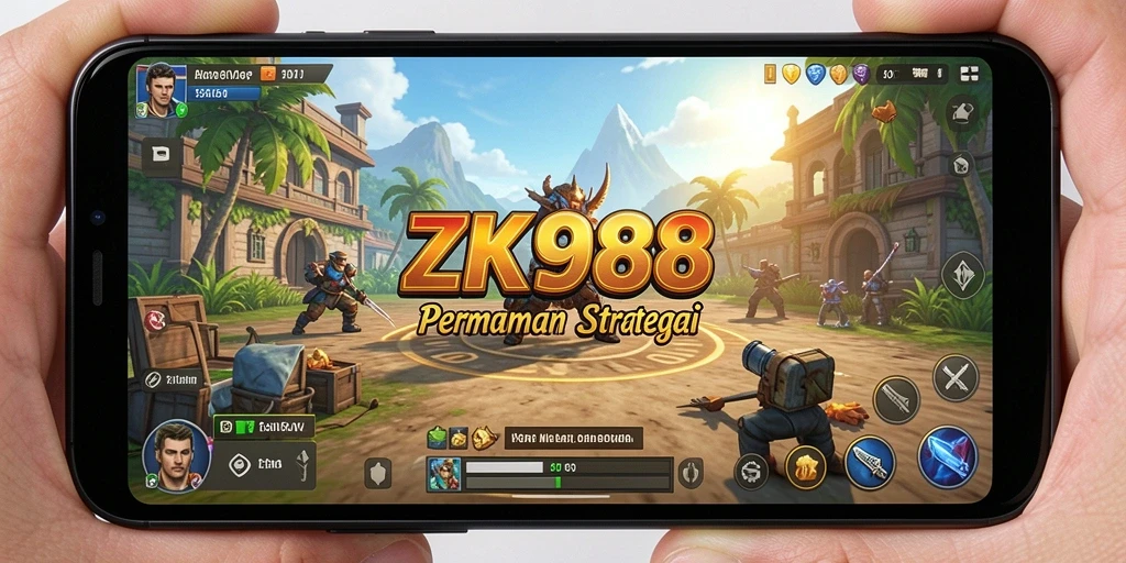 Tampilan gameplay ZK988 dengan aksi strategi yang intens.